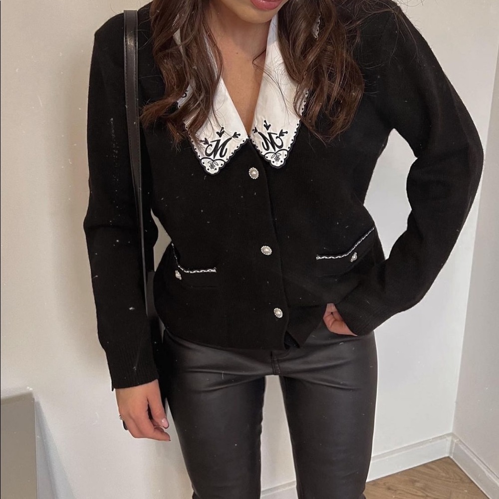 Maje Black and White Cardigan